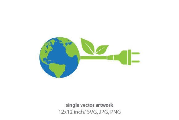 Globe, Electrical Plug and Green Leaves Graphics