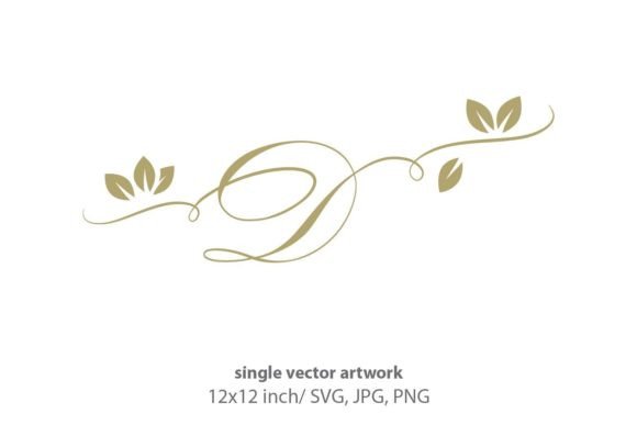 Gold Leaf, Autumn Script Letter D Graphics & Icons