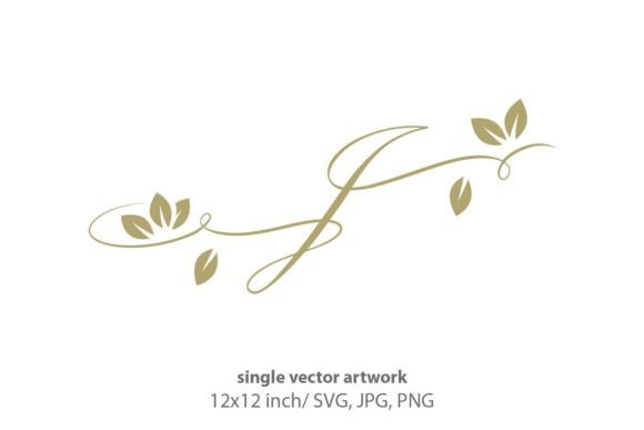 Gold Leaf, Autumn Script Letter J Graphics & Icons