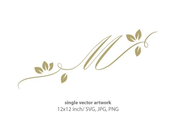 Gold Leaf, Autumn Script Letter M Graphics & Icons