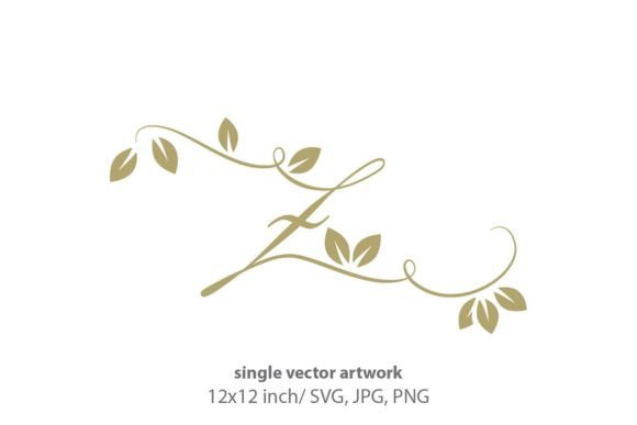 Gold Leaf, Autumn Script Letter Z Graphics & Icons