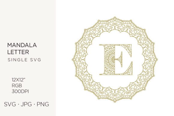 Golden Floral Mandala Frame, Letter E: Graphics & Icons for Branding