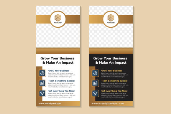Grow Your Business Vertical Banner Brown Graphics
