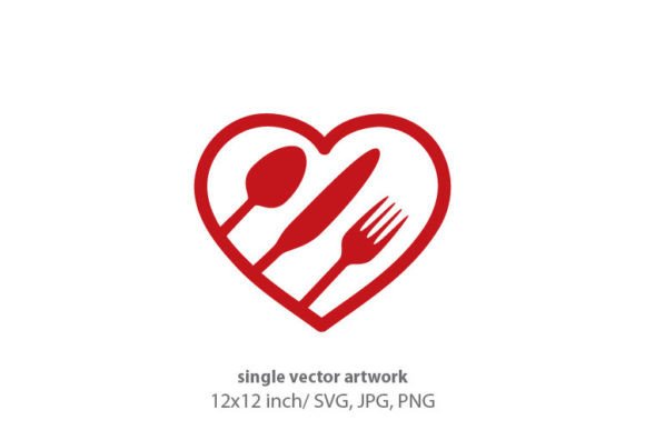 Knife, Fork and Spun Inside Red Heart Graphics