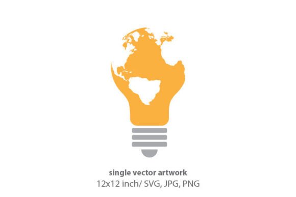 Light Bulb with Globe Graphics and Icons