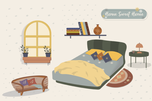 Living Room Furniture Illustration Graphics and Print Templates