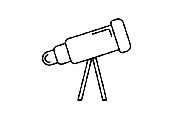 Outline Telescope Silhouette Icon: Clean Graphics & Icons for Local Branding