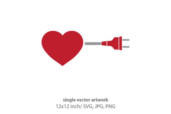 Red Heart and Electrical Plug Cable Graphics