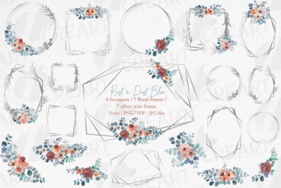 Rust, Dust Blue Eucalyptus Silver Frames Graphics