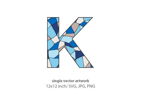 Stained Glass Pattern Inside Letter K Graphics and Icons