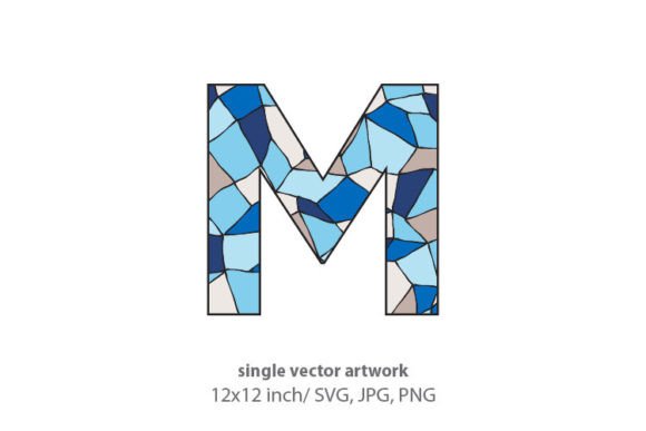 Stained Glass Pattern Inside Letter M Graphics and Icons