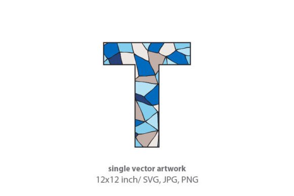 Stained Glass Pattern Inside Letter T Graphics and Icons