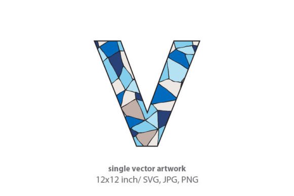Stained Glass Pattern Inside Letter V Graphics & Icons
